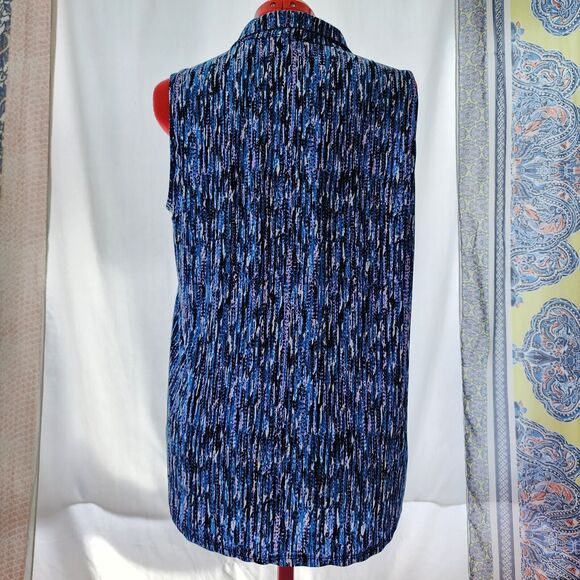 JONES NEW YORK Blue Sleeveless Stretch Woman's‎ Blouse Size S - Picture 4 of 5